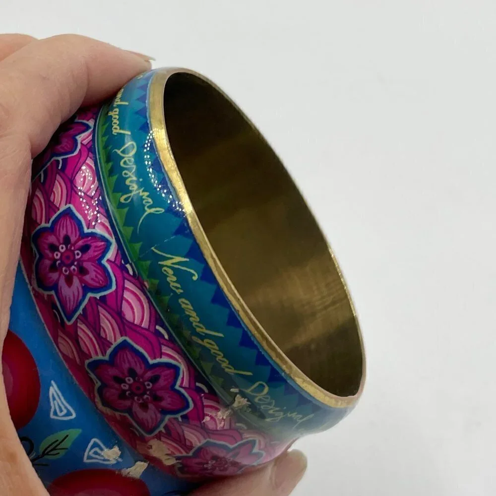 Desigual Multi-Color Stacked Illusion Enamel Brass Bangle Inner Diameter 2.5